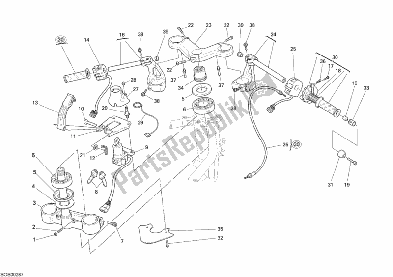 Todas las partes para Manillar de Ducati Sport ST3 S ABS 1000 2007